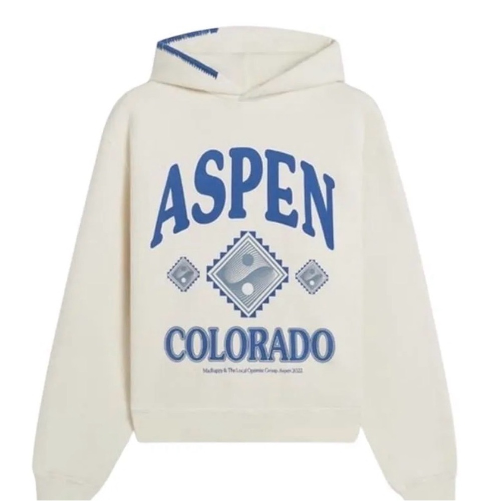 Madhappy Cream and Blue Hoodie